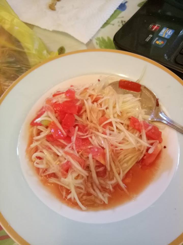A Green Vegetarian home made Papaya Salad