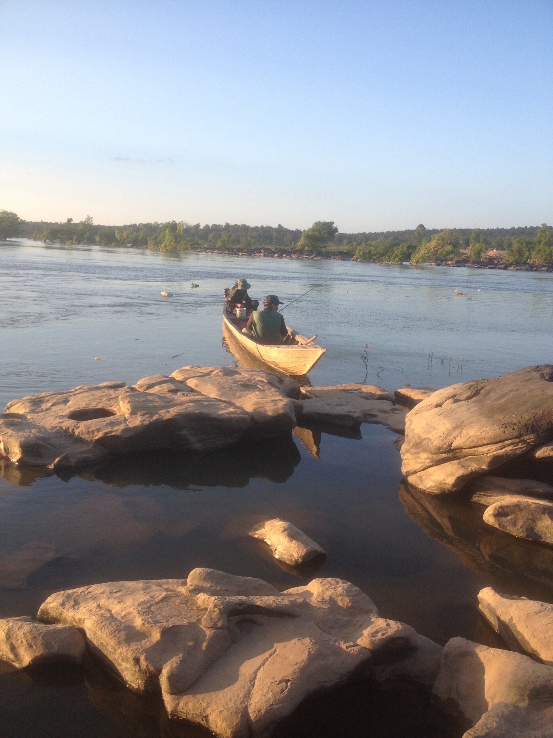 confluence of the chocolate-brown Mekong and the deep blue Mun rivers Khong Jiam